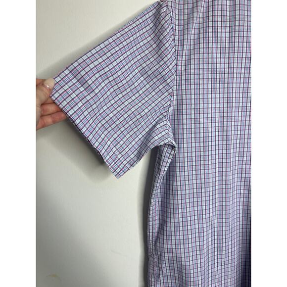 Chaps Blue & Pink Plaid Check Short Sleeve Button Up Mens Size Small - Picture 3 of 6
